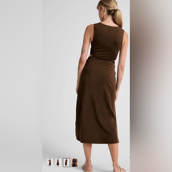 Beyond Yoga Brown Cut-Out Midi Dress - Around the World Front Twist Dress - Picture 3 of 5